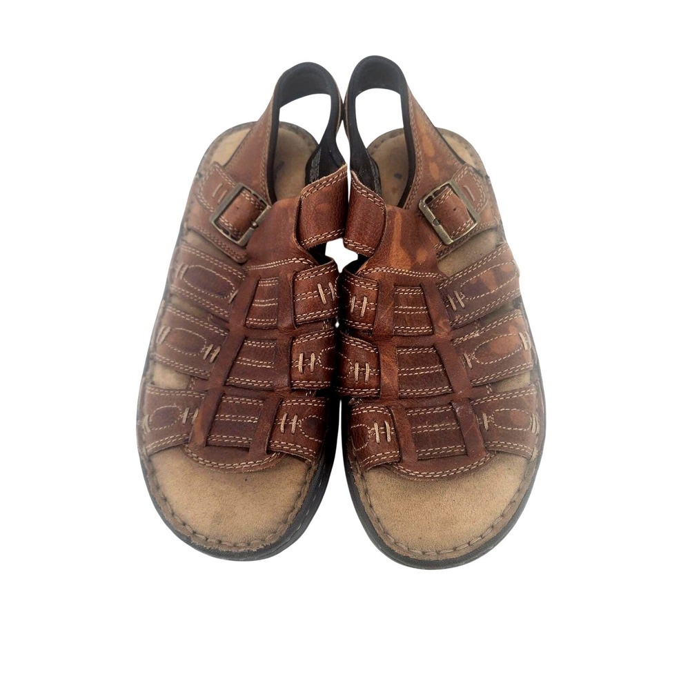 Journeys Mens Brown Leather Fisherman Sandals Slingback Size 12